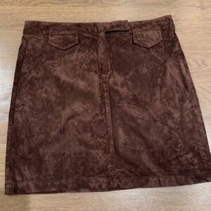 Anthropologie Elegant Brown Suede Skirt size 12